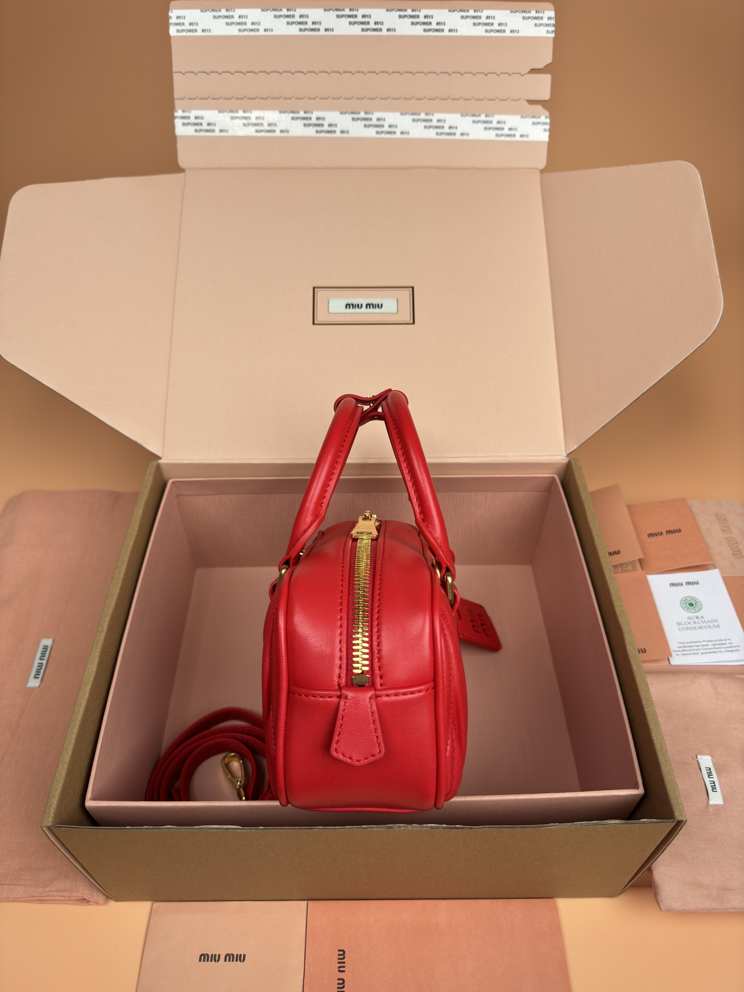 Miumiu 5BB142 Arcadie Matelasse Nappa Leather Bag Red