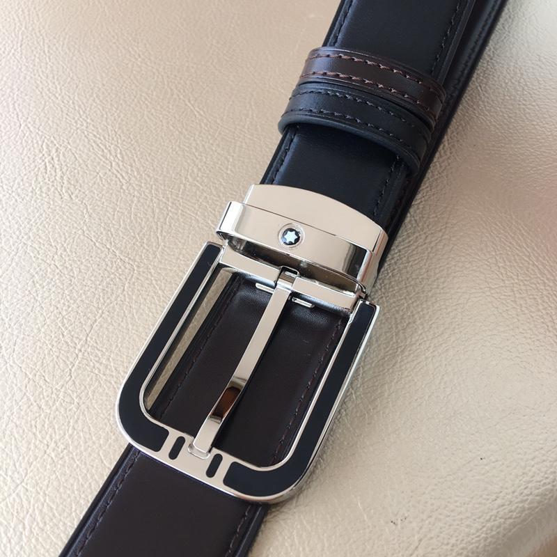 Montblanc Men Reversible Leather Belt With Silver Buckle 019