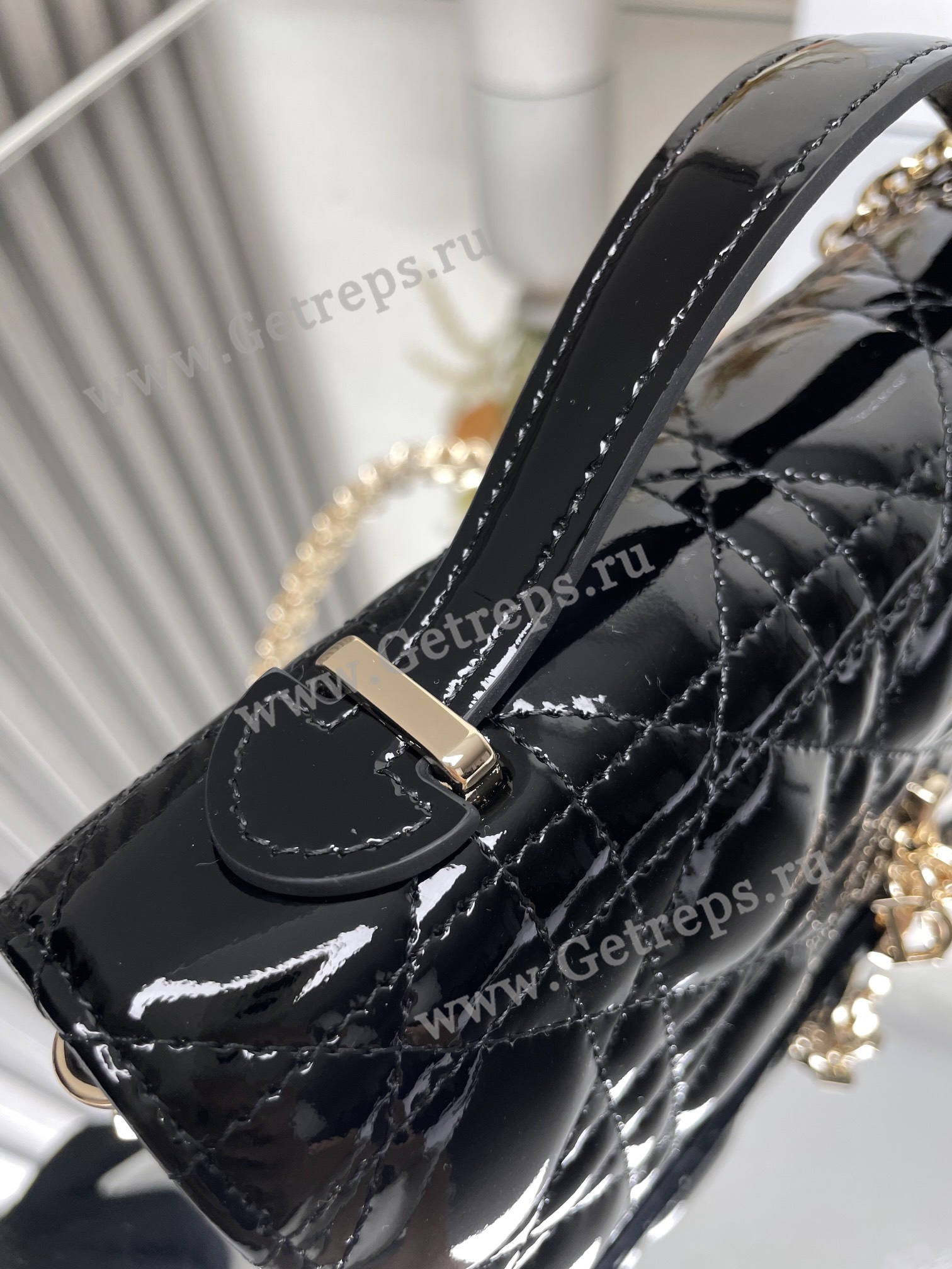 My Dior Mini Bag Black Patent Cannage Calfskin