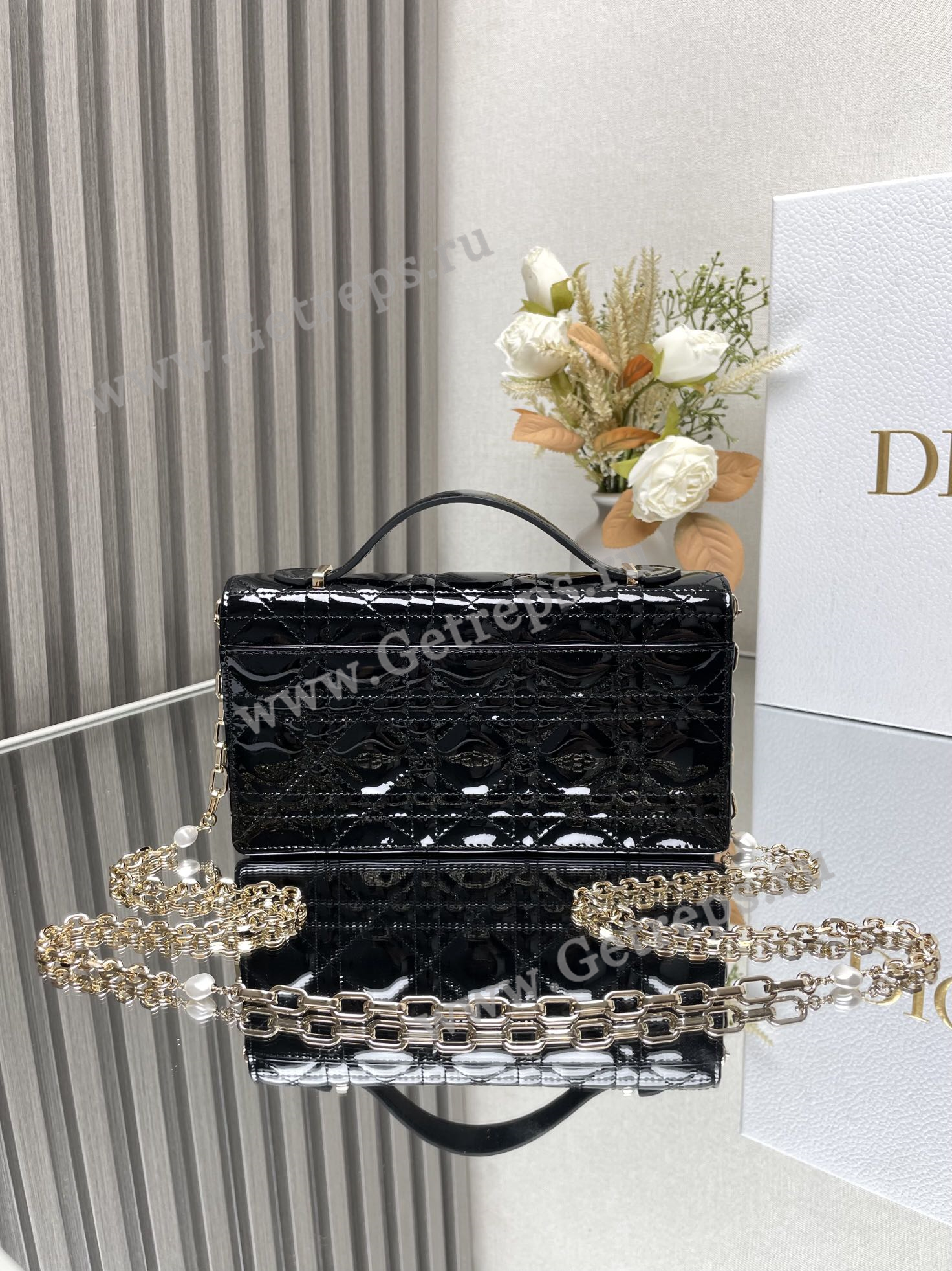 My Dior Mini Bag Black Patent Cannage Calfskin