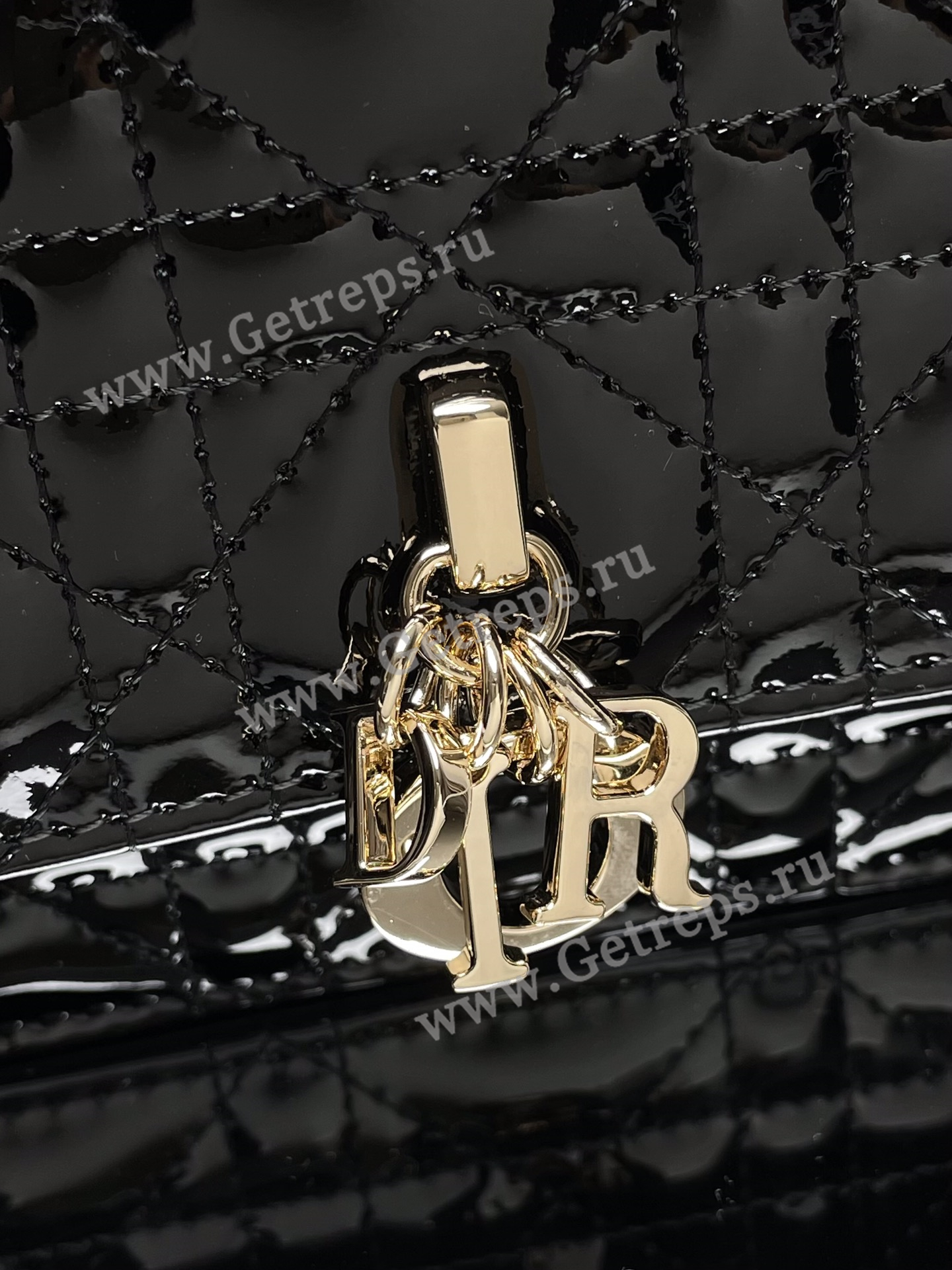 My Dior Mini Bag Black Patent Cannage Calfskin