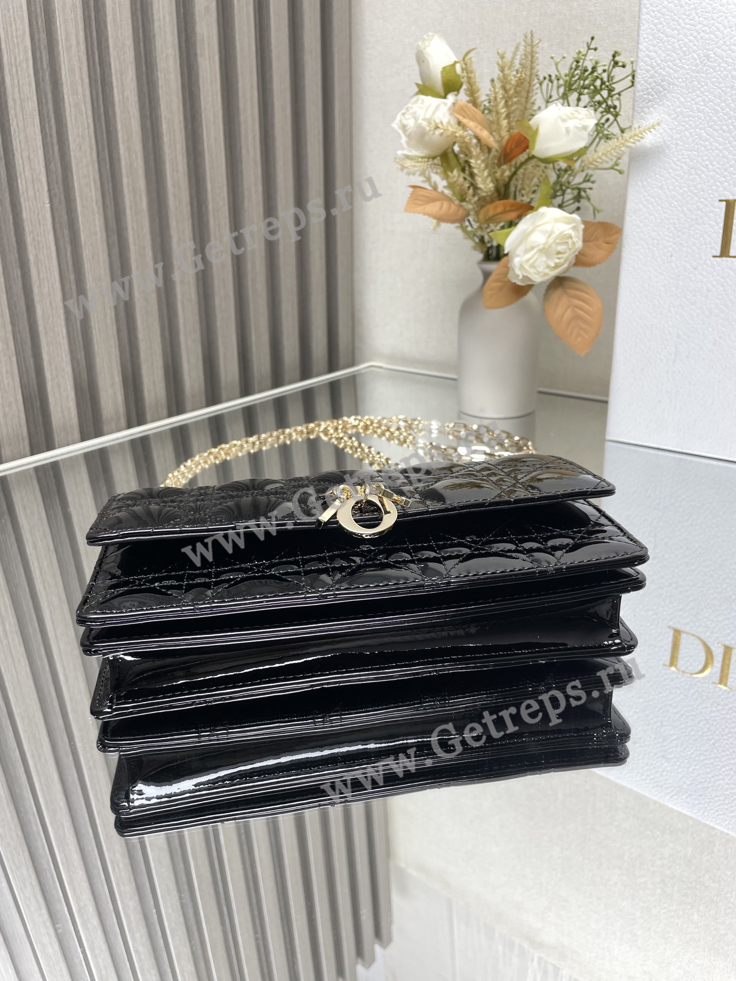 My Dior Mini Bag Black Patent Cannage Calfskin
