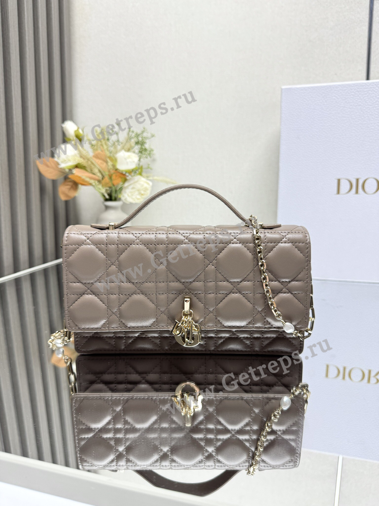 My Dior Mini Bag Chocolate Cannage Lambskin