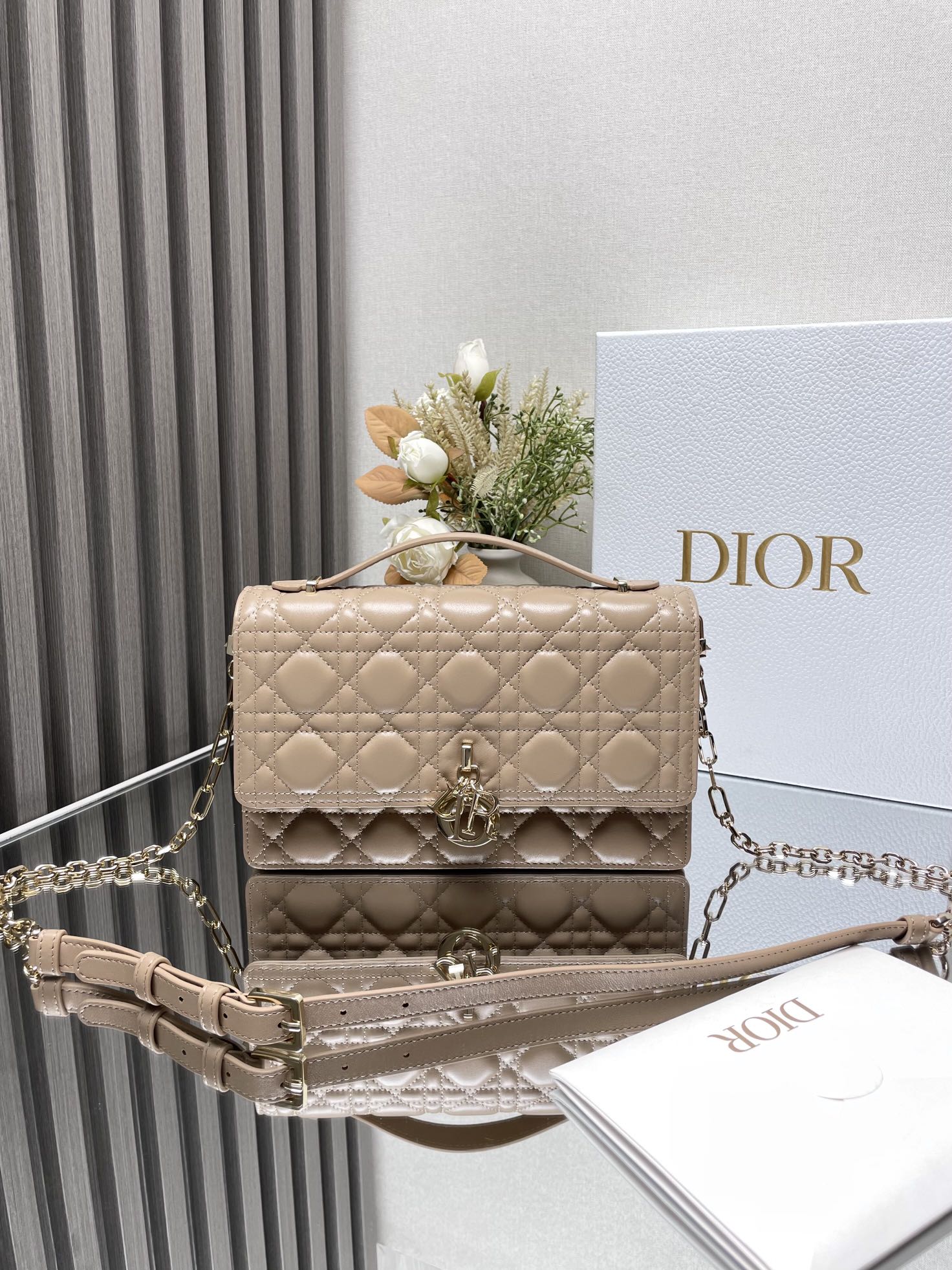 My Miss Dior Top Handle Bag Biscuit Cannage Lambskin