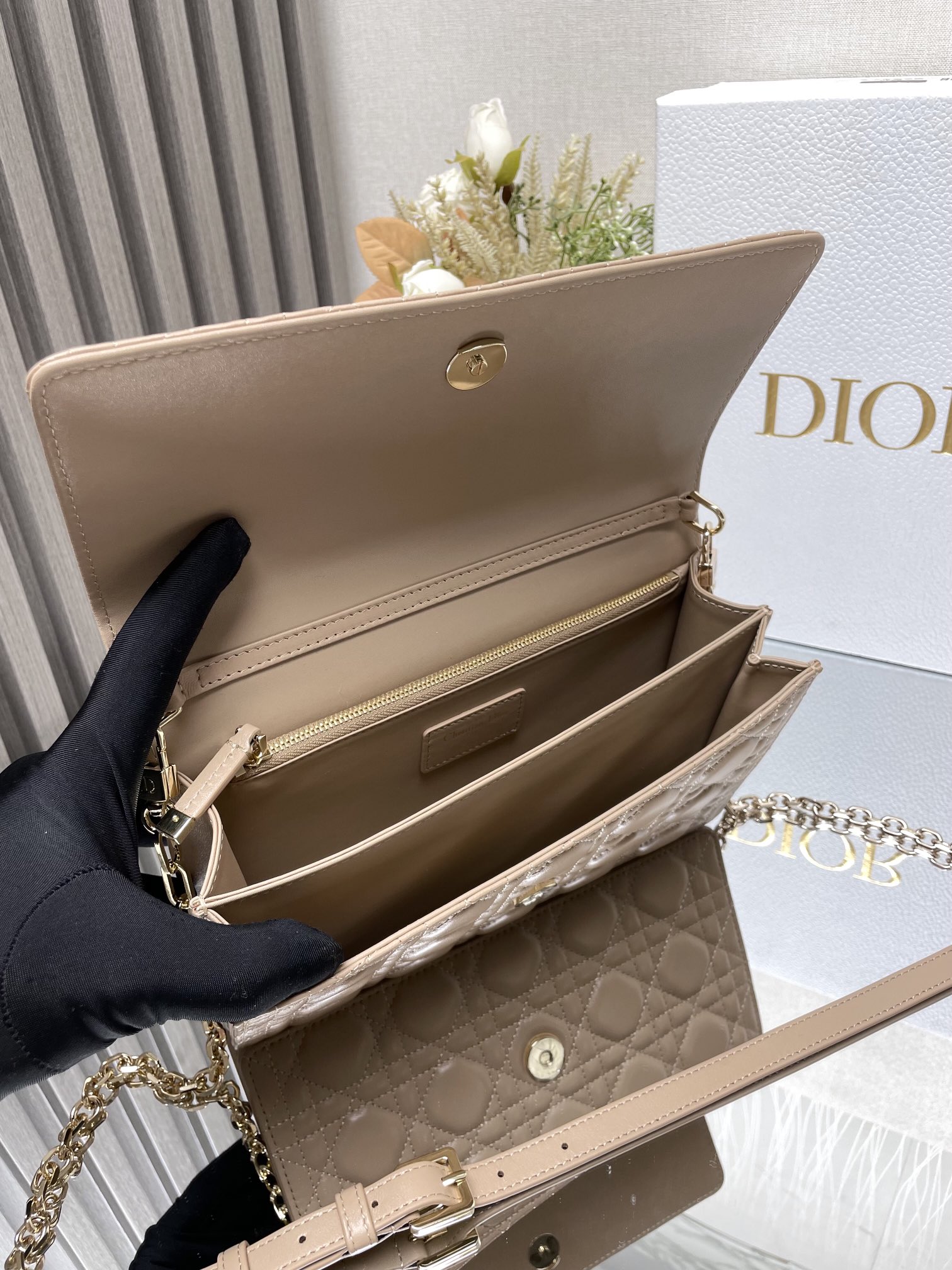 My Miss Dior Top Handle Bag Biscuit Cannage Lambskin