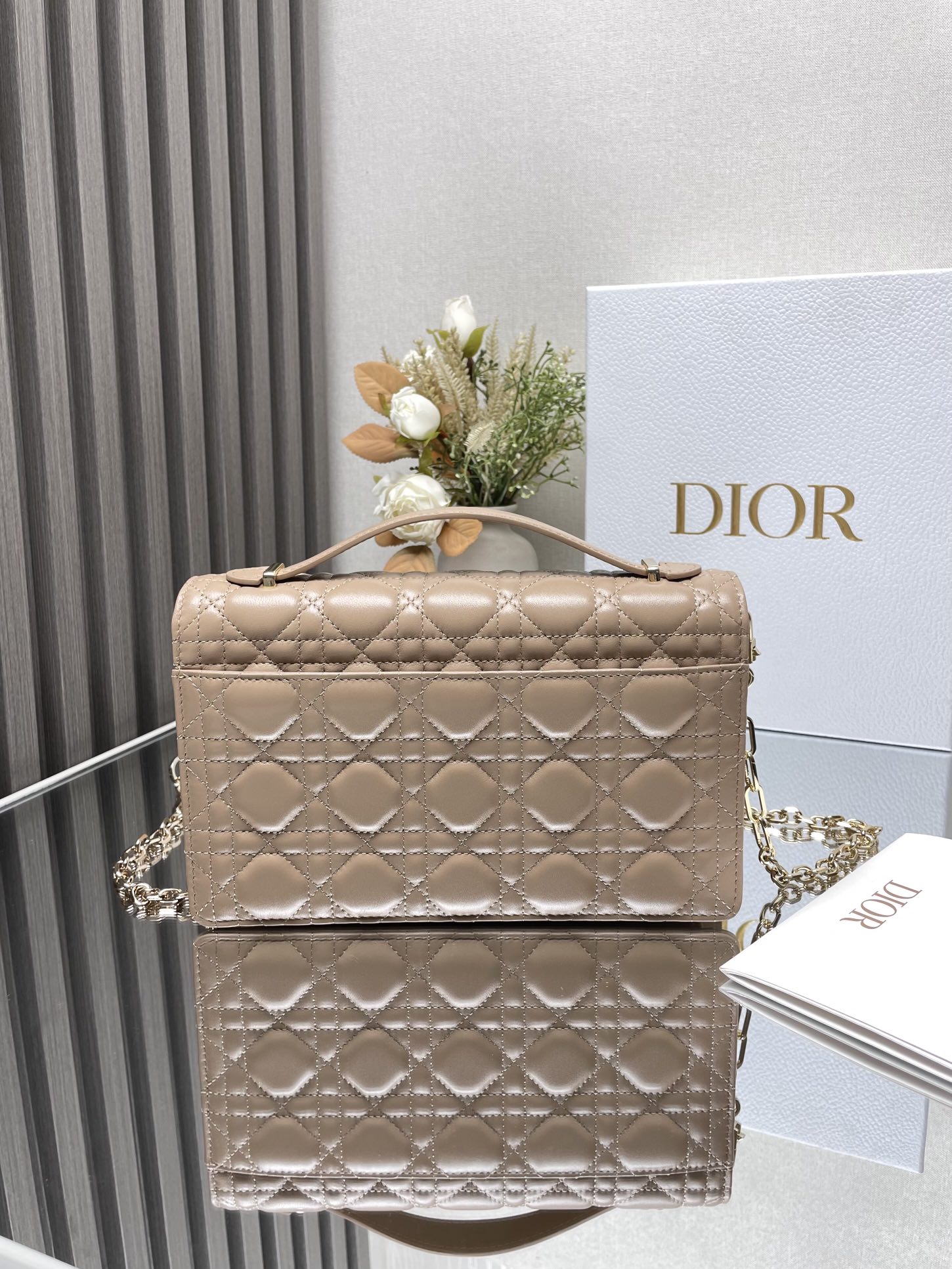 My Miss Dior Top Handle Bag Biscuit Cannage Lambskin