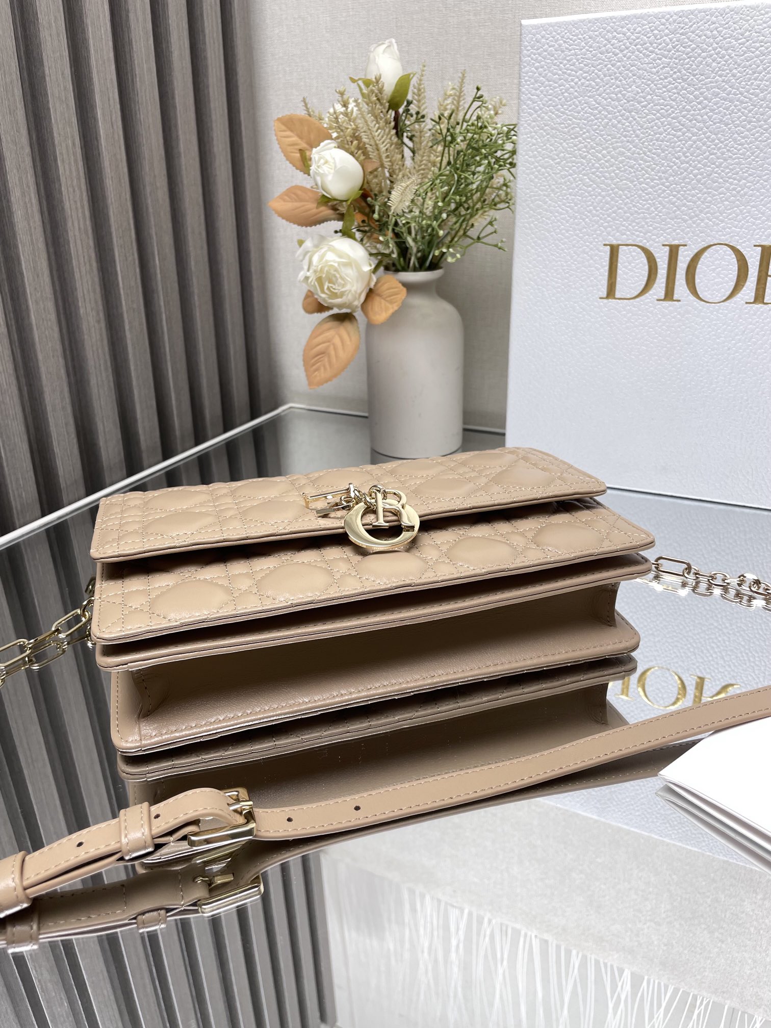 My Miss Dior Top Handle Bag Biscuit Cannage Lambskin