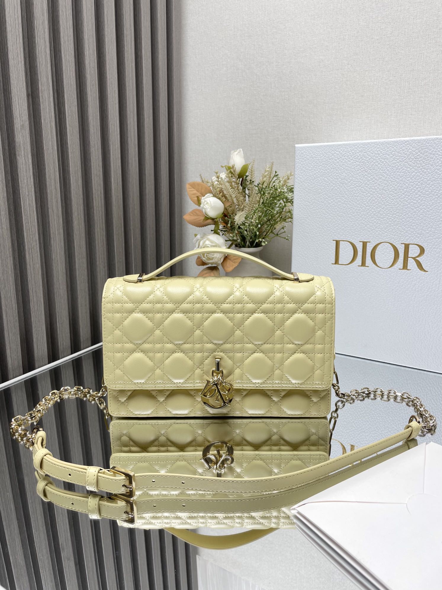 My Miss Dior Top Handle Bag Yellow Cannage Lambskin