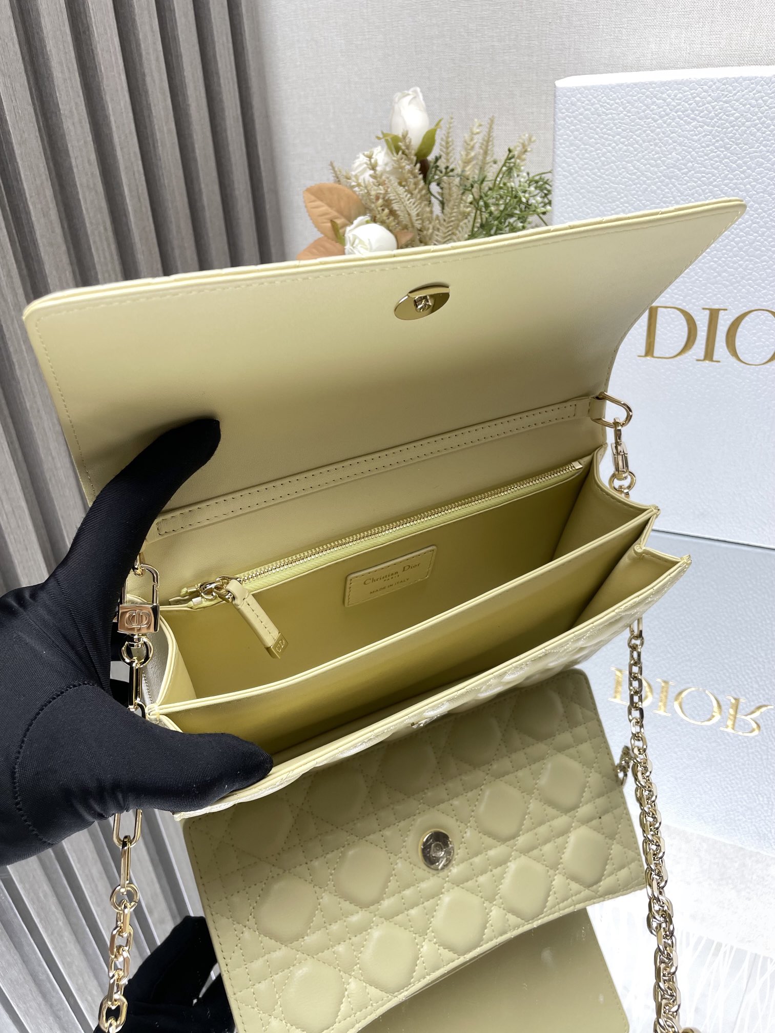 My Miss Dior Top Handle Bag Yellow Cannage Lambskin