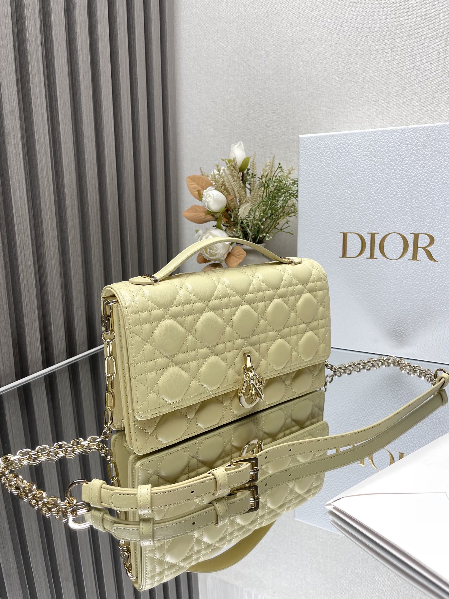 My Miss Dior Top Handle Bag Yellow Cannage Lambskin