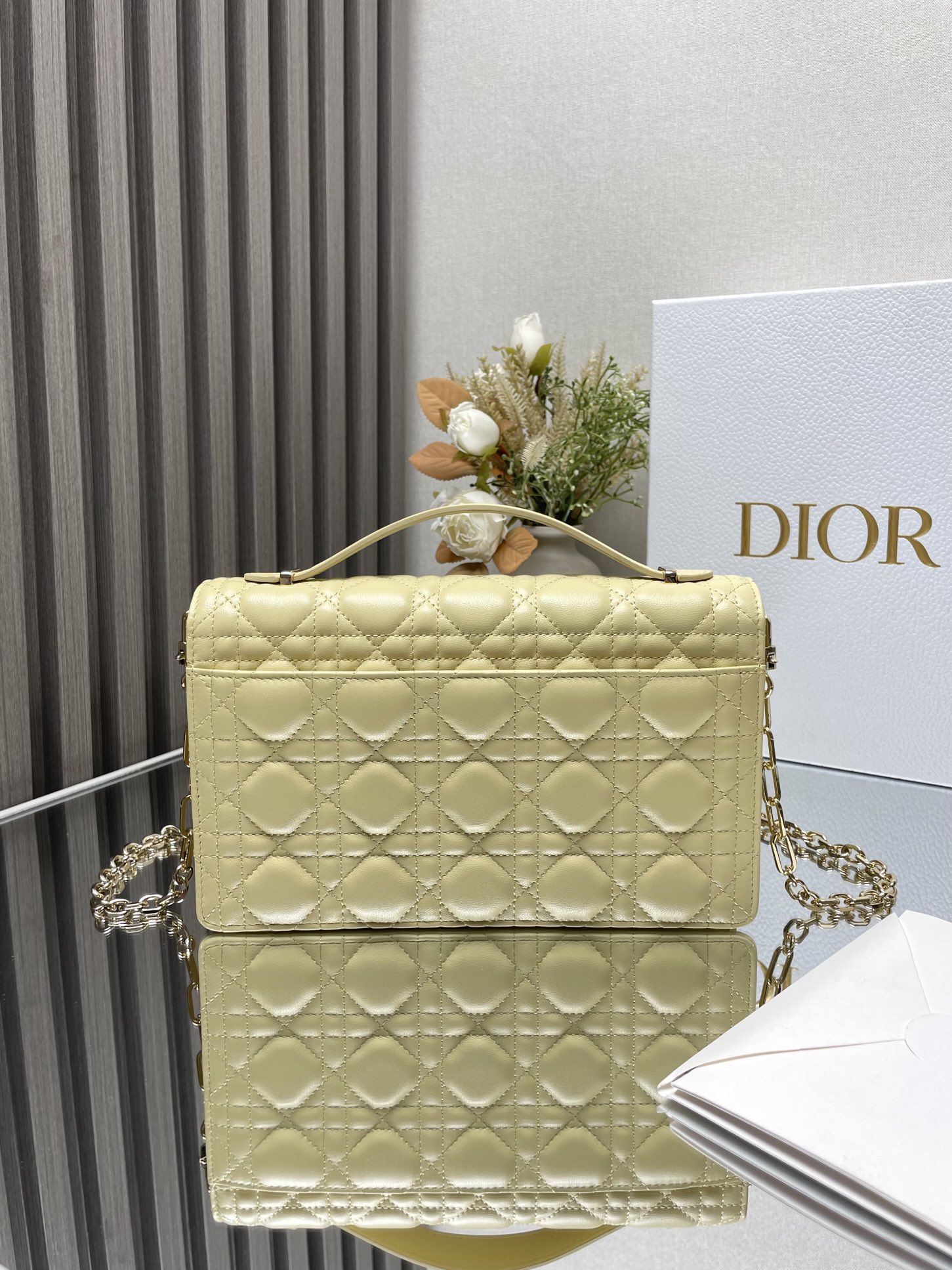 My Miss Dior Top Handle Bag Yellow Cannage Lambskin