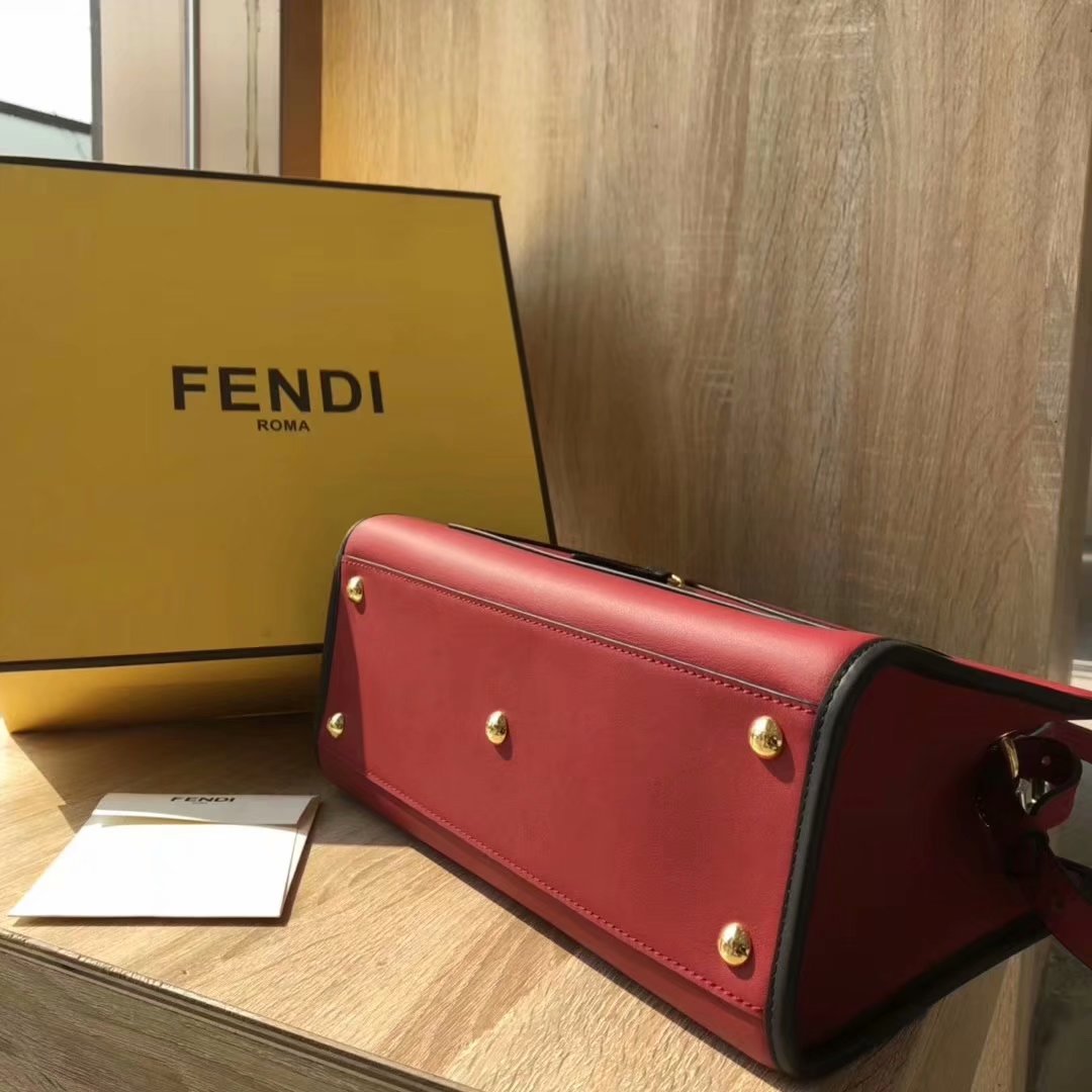 NEW Replica Fendi Runaway Small Red Leather Tote Bag