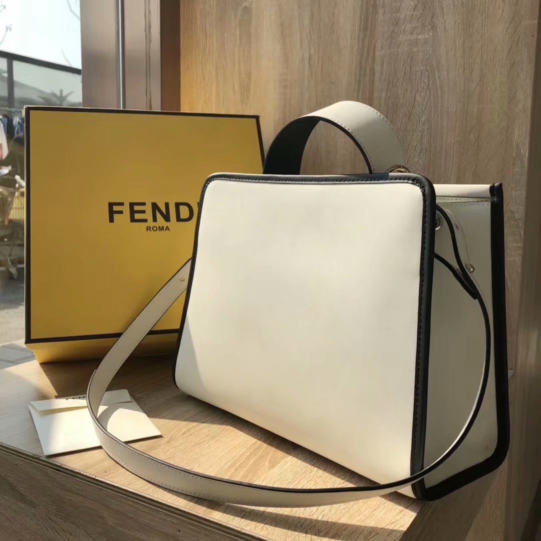 NEW Replica Fendi Runaway Small White Leather Tote Bag