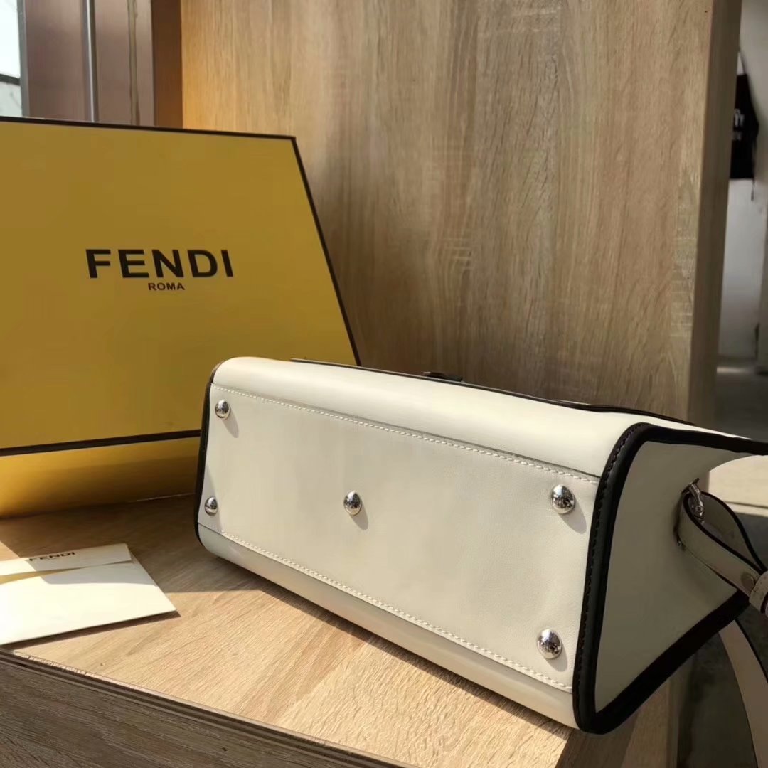 NEW Replica Fendi Runaway Small White Leather Tote Bag