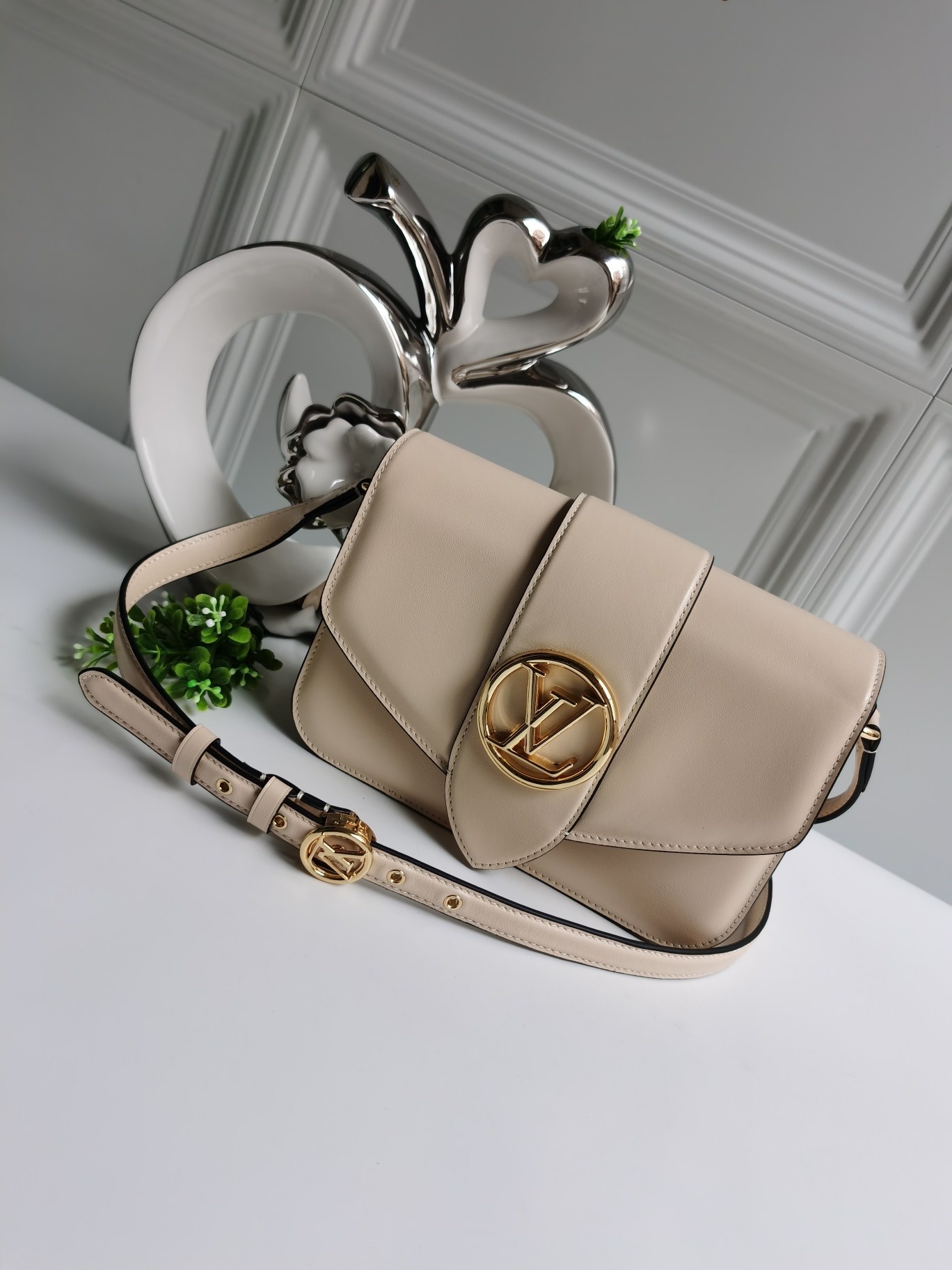 NEW Replica Louis Vuitton M55950 Pont 9 Handbag Smooth Leather Cream