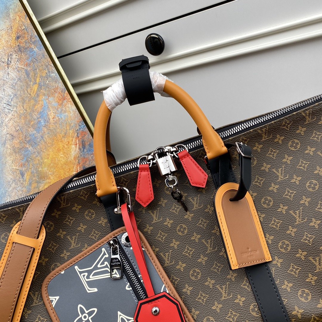 NEW Replica Louis Vuitton M56855 Keepall Bandouliere 50 Monogram Coated Canvas and Cowhide Leather