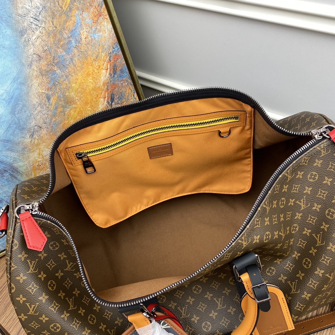 NEW Replica Louis Vuitton M56855 Keepall Bandouliere 50 Monogram Coated Canvas and Cowhide Leather