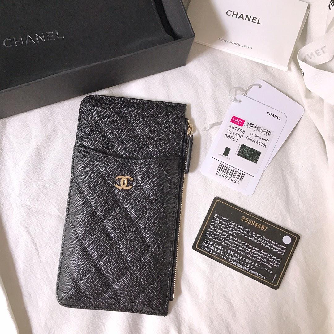 New Copy Chanel Phone Bag Wallet Caviar Quilted Genuine Leather Gold Silver