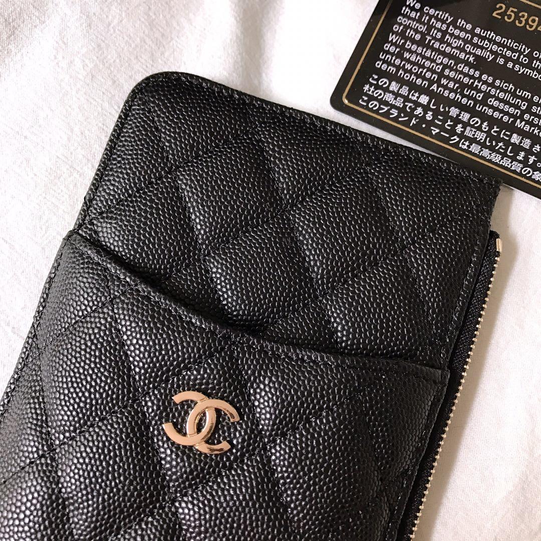 New Copy Chanel Phone Bag Wallet Caviar Quilted Genuine Leather Gold Silver