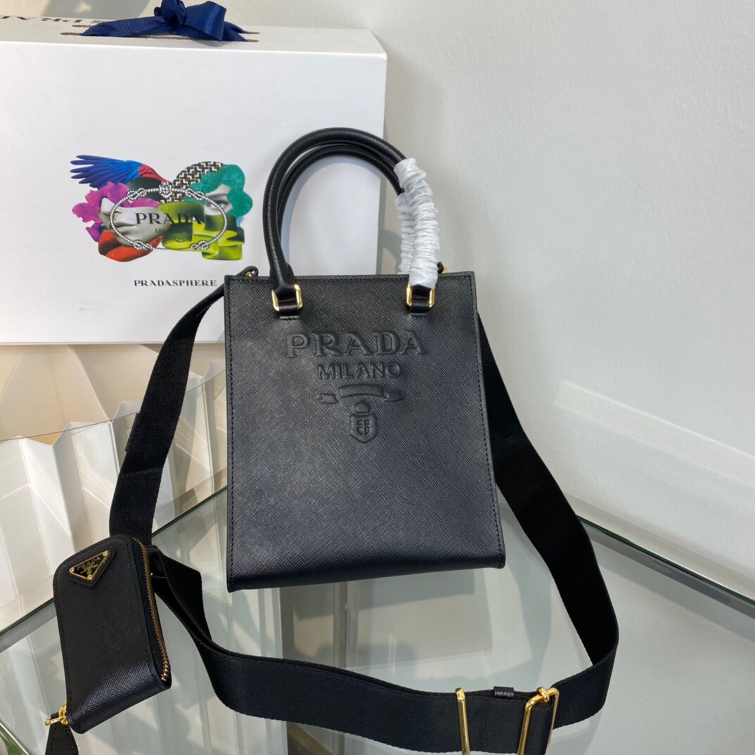 New Copy Prada 1BA333 Small Saffiano Leather Handbag Black