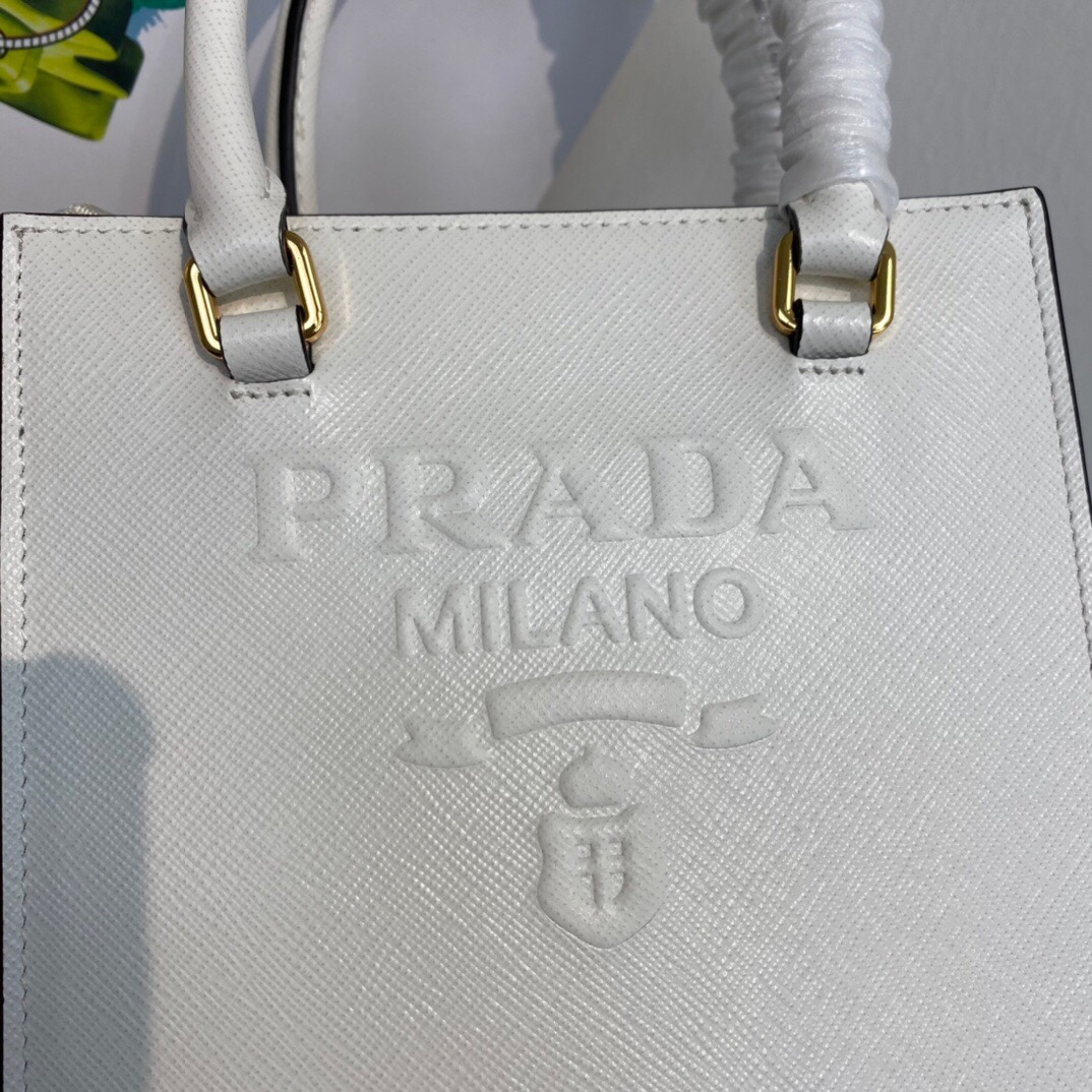 New Copy Prada 1BA333 Small Saffiano Leather Handbag White