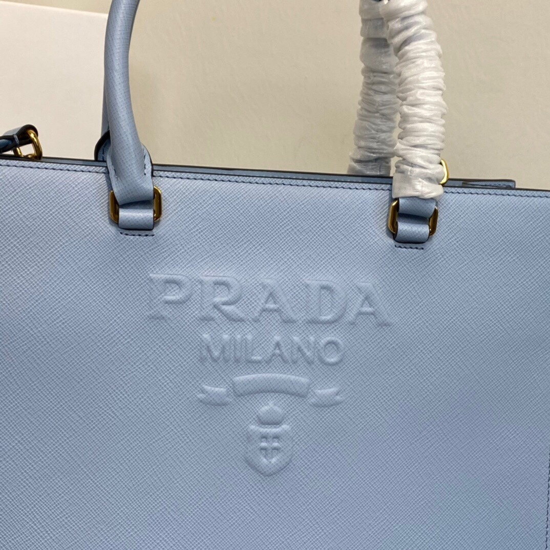 New Copy Prada 1BA337 Medium Saffiano Leather Handbag Light Blue