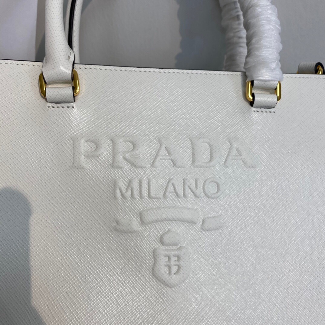 New Copy Prada 1BA337 Medium Saffiano Leather Handbag White