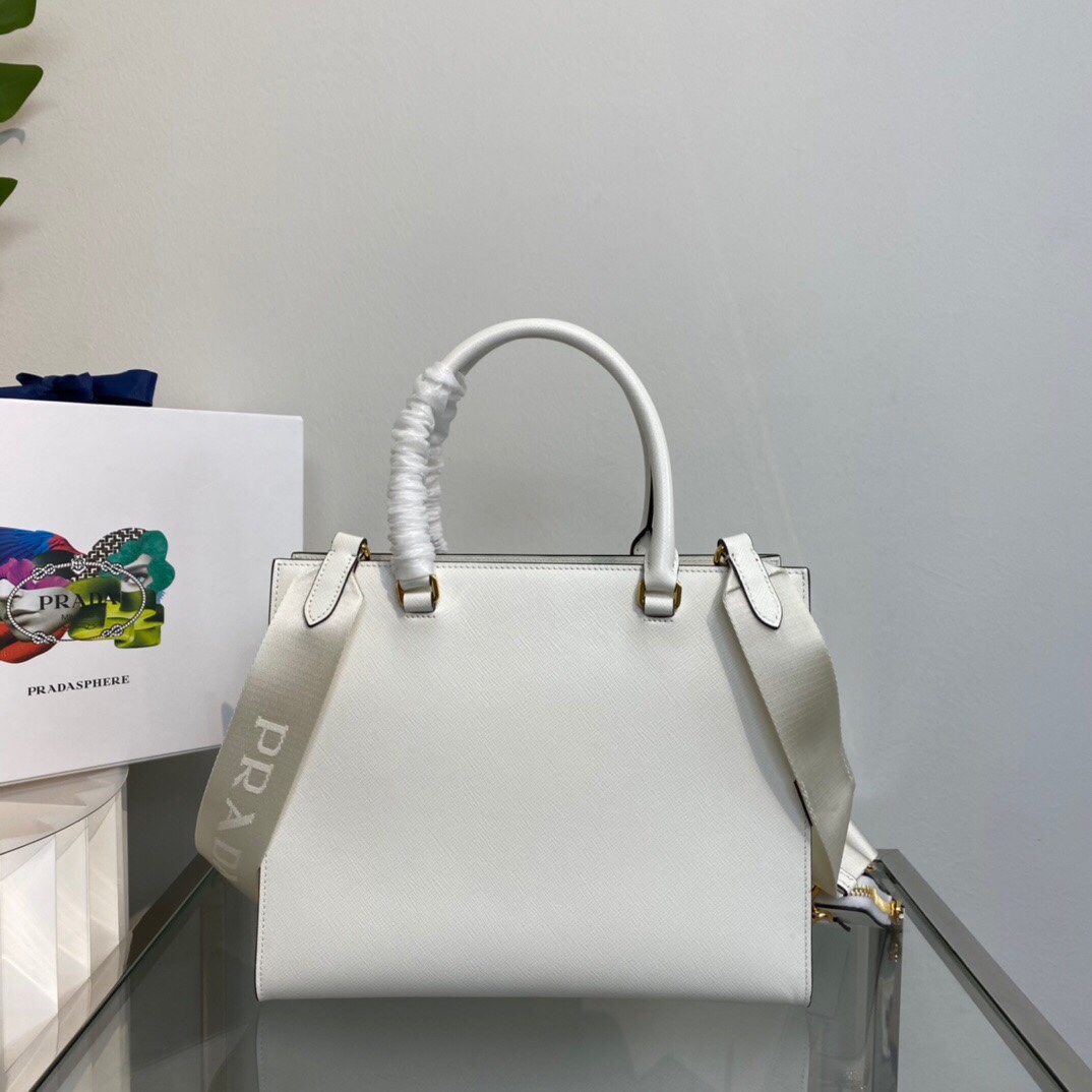 New Copy Prada 1BA337 Medium Saffiano Leather Handbag White