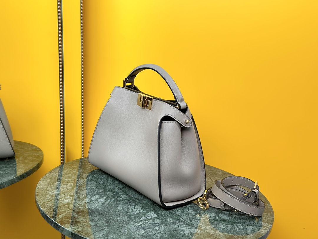 New Peekaboo Essentially Padded Nappa Leather Bag Light Grey