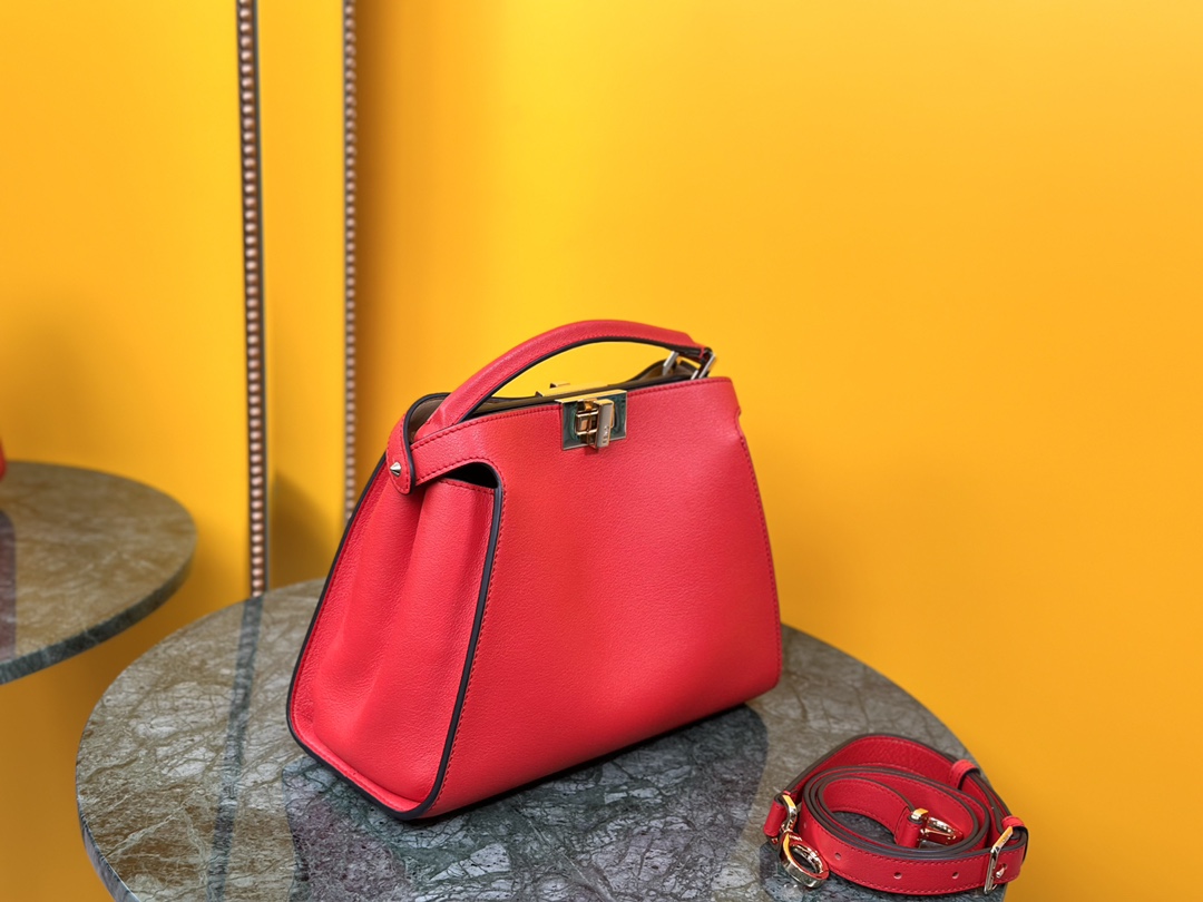 New Peekaboo Essentially Padded Nappa Leather Bag Red