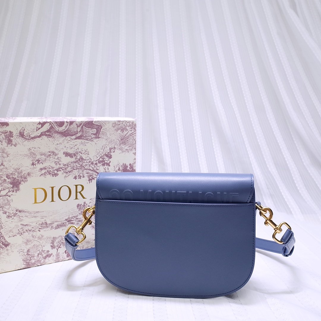 New Replcia Dior Medium Dior Bobby Bag Denim Blue Box Calfskin