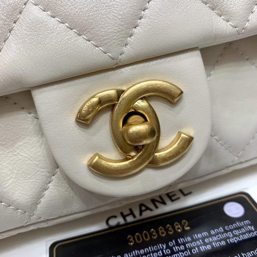 New Replica Chanel AS2210 Flap Bag Calfskin Crystal Pearls Gold-Tone Metal Beige