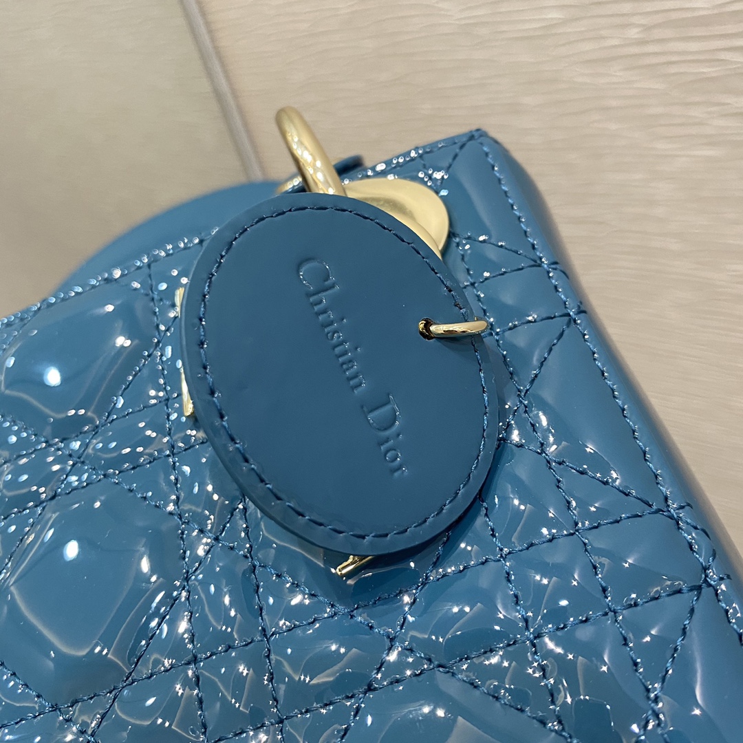 New Replica Dior Lady Bag Mini Ocean Blue Cannage Calfskin