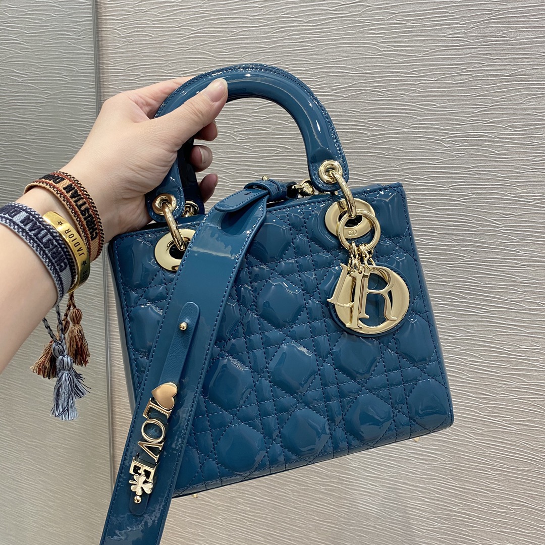 New Replica Dior Lady Bag Small Ocean Blue Cannage Calfskin