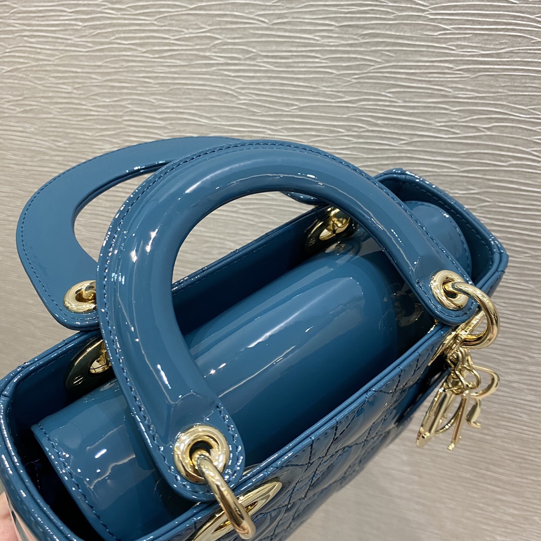 New Replica Dior Lady Bag Small Ocean Blue Cannage Calfskin