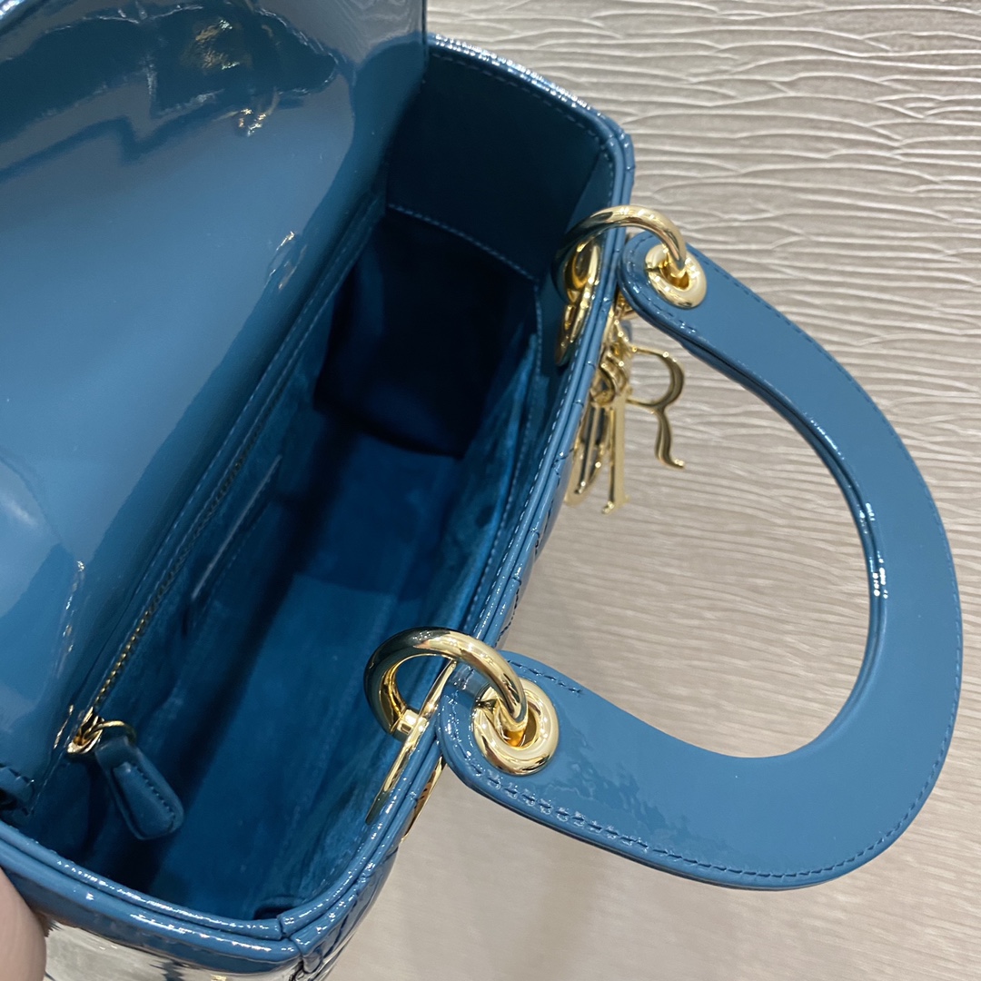 New Replica Dior Lady Bag Small Ocean Blue Cannage Calfskin