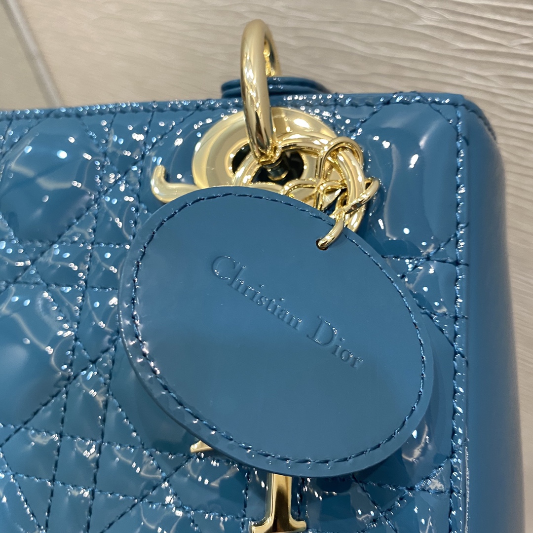 New Replica Dior Lady Bag Small Ocean Blue Cannage Calfskin