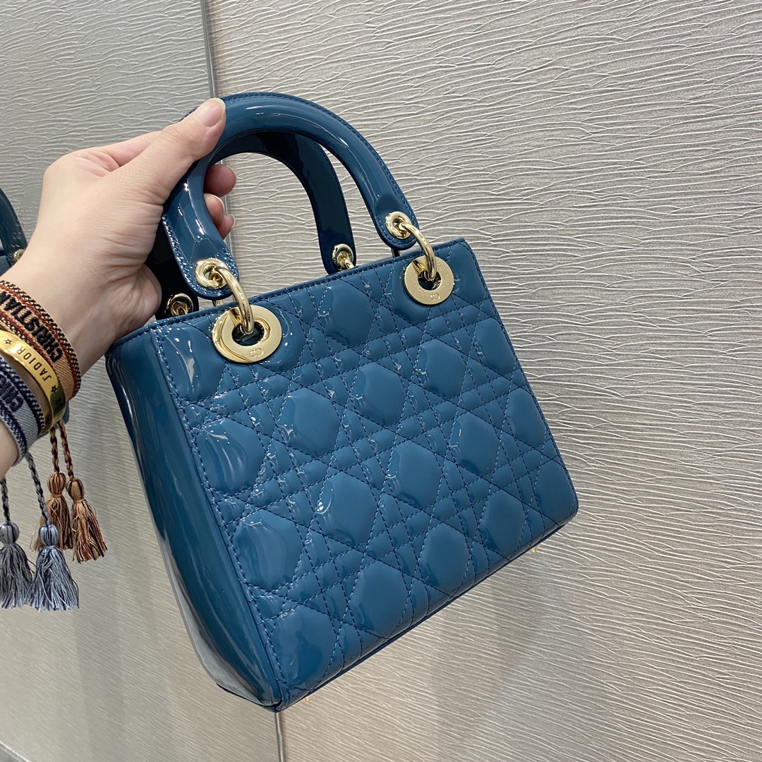 New Replica Dior Lady Bag Small Ocean Blue Cannage Calfskin