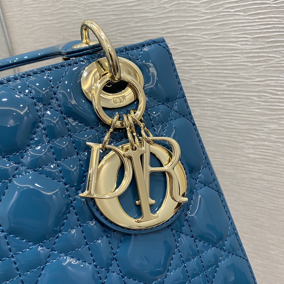 New Replica Dior Lady Bag Small Ocean Blue Cannage Calfskin