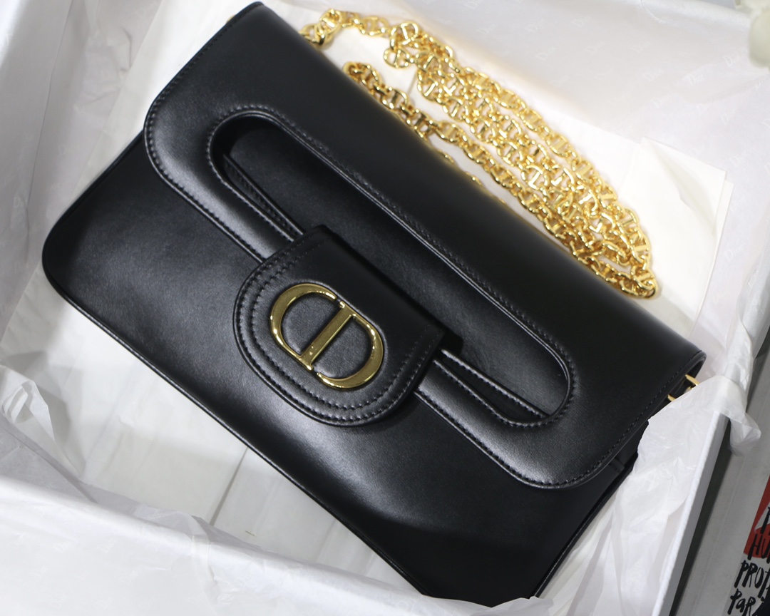 New Replica DiorDouble Bag Black Smooth Calfskin