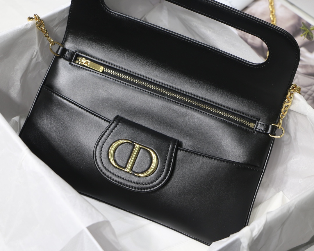 New Replica DiorDouble Bag Black Smooth Calfskin