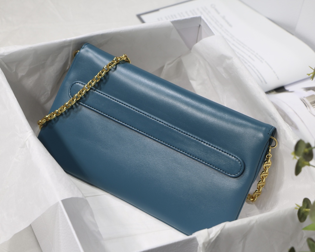 New Replica DiorDouble Bag Deep Ocean Blue Smooth Calfskin