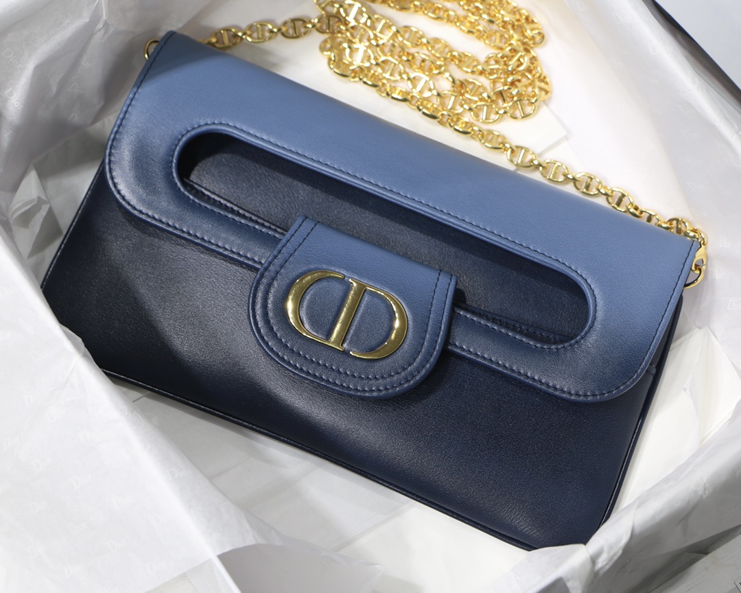 New Replica DiorDouble Bag Indigo Blue Gradient Calfskin