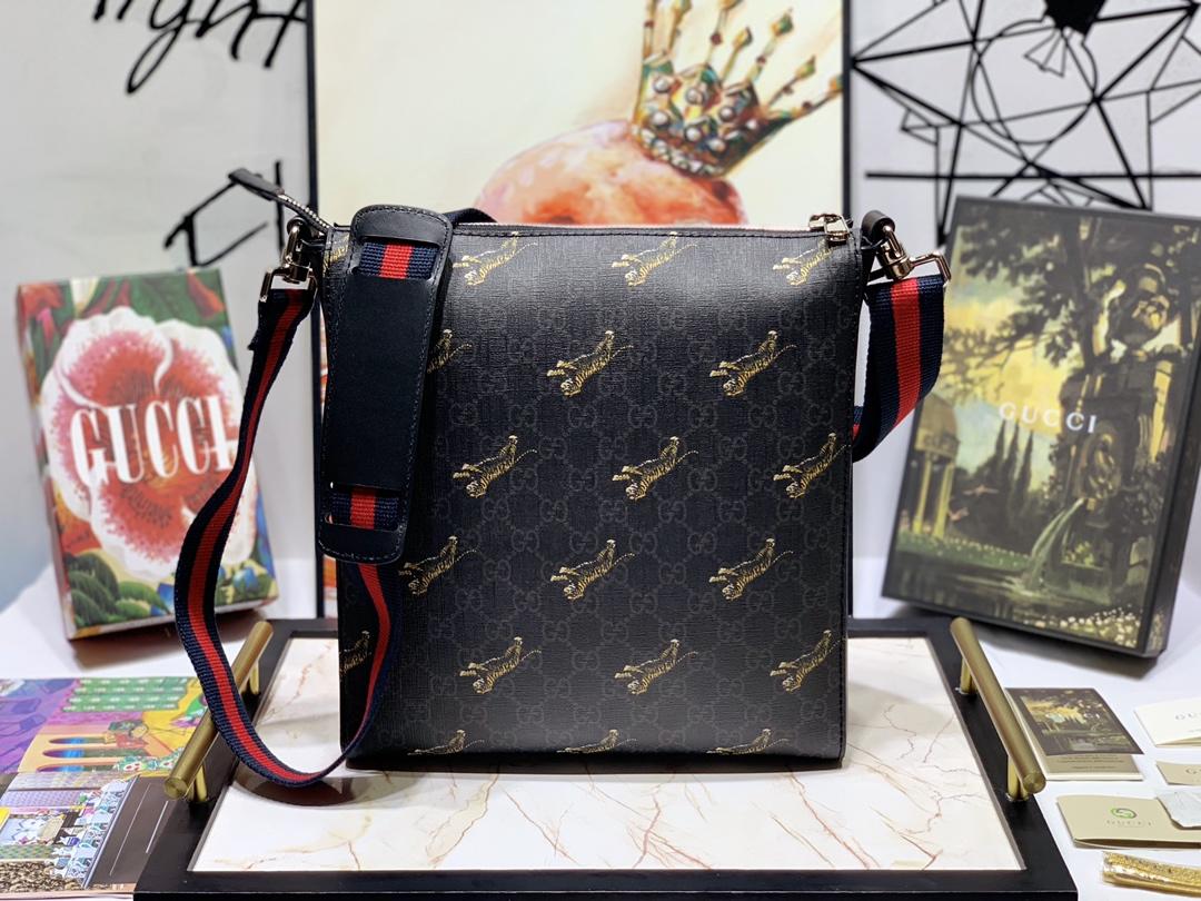 New Replica Gucci 474137 Men GG Supreme Tigers Messenger Bag