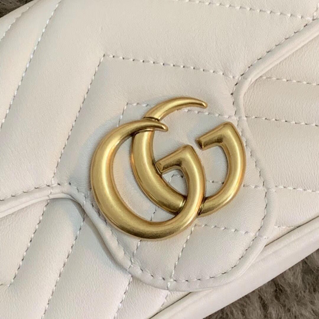 New Replica Gucci 476433 Women Marmont Matelasse Leather Super Mini Bag White