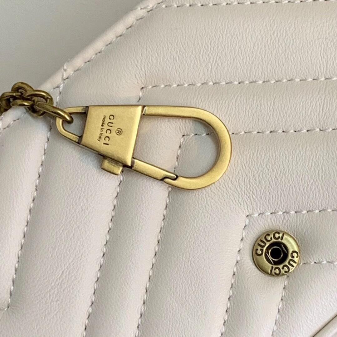 New Replica Gucci 476433 Women Marmont Matelasse Leather Super Mini Bag White