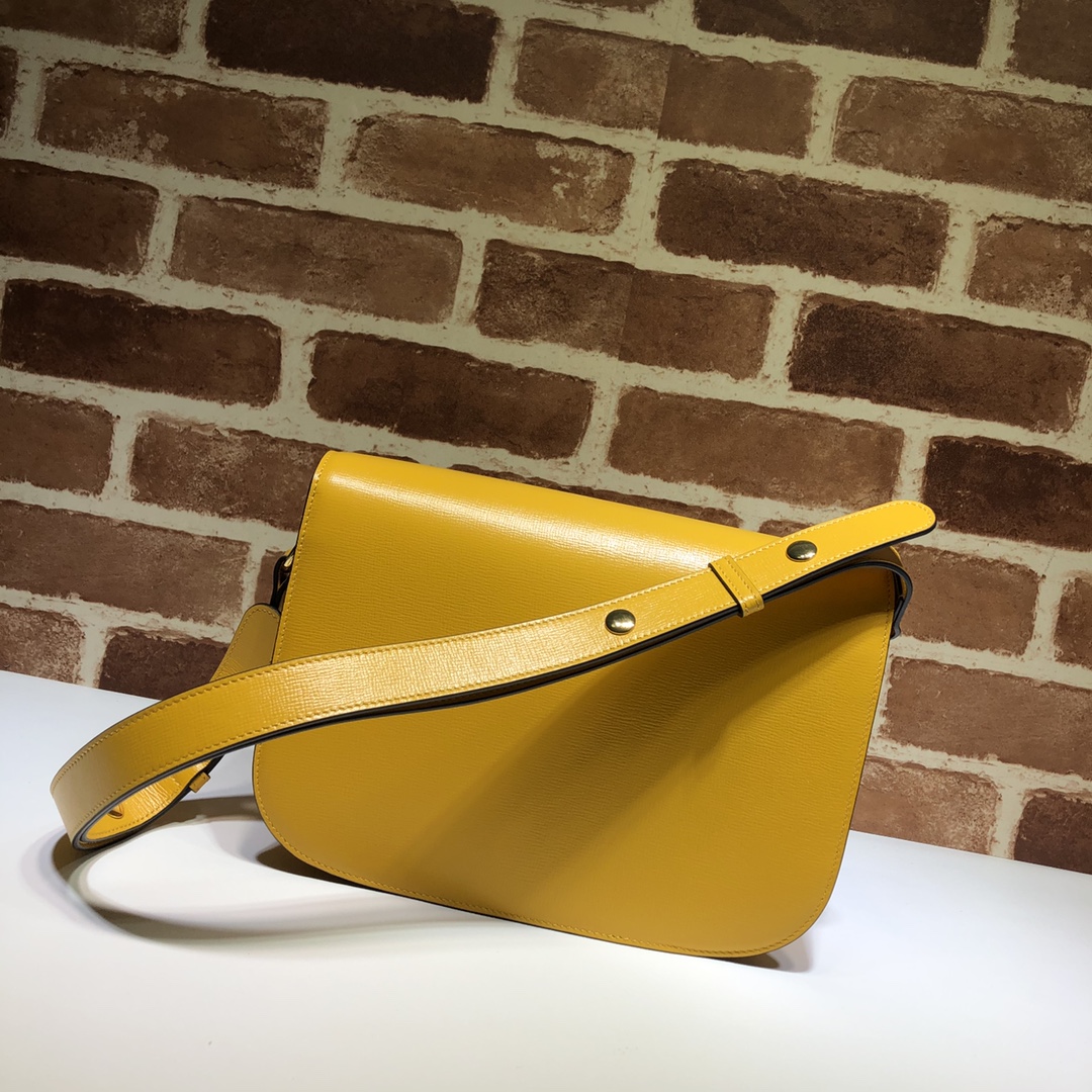 New Replica Gucci 602204 Horsebit 1955 Small Shoulder Bag Yellow Leather