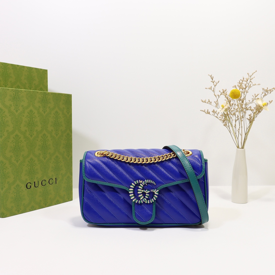 New Replica Gucci GG Beloved Marmont Shoulder Bag Blue 26cm