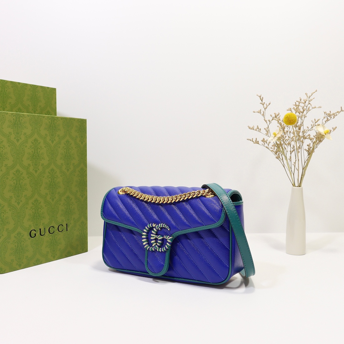 New Replica Gucci GG Beloved Marmont Shoulder Bag Blue 26cm