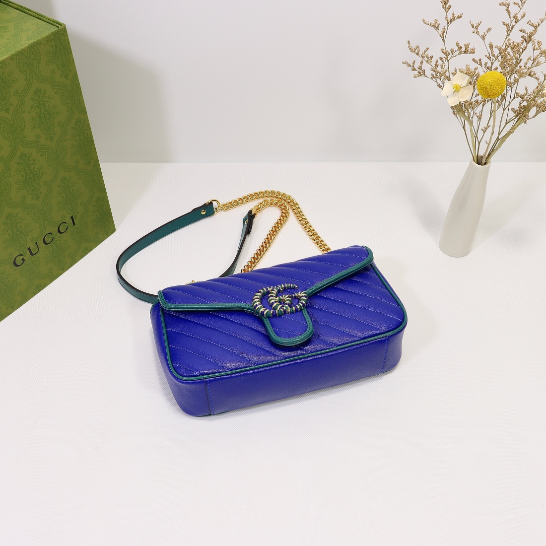 New Replica Gucci GG Beloved Marmont Shoulder Bag Blue 26cm